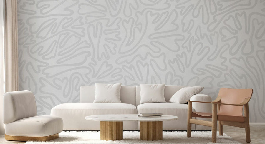 PHOTOWALL / Abstract Doodle Lines - Light Grey (e94635)