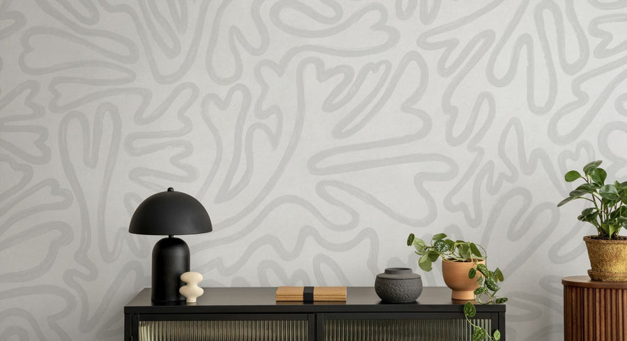 PHOTOWALL / Abstract Doodle Lines - Light Grey (e94635)