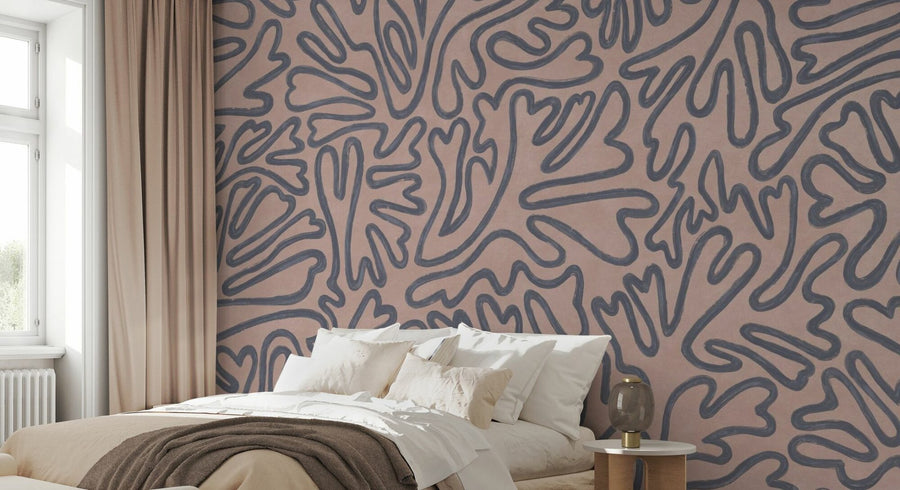 PHOTOWALL / Abstract Doodle Lines - Dark Blue (e94636)