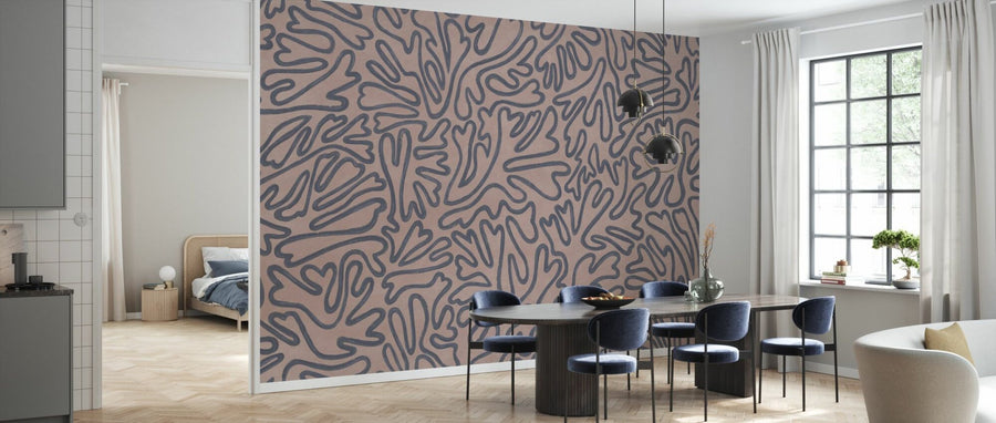 PHOTOWALL / Abstract Doodle Lines - Dark Blue (e94636)