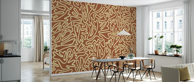 PHOTOWALL / Abstract Doodle Lines - Brown (e94639)