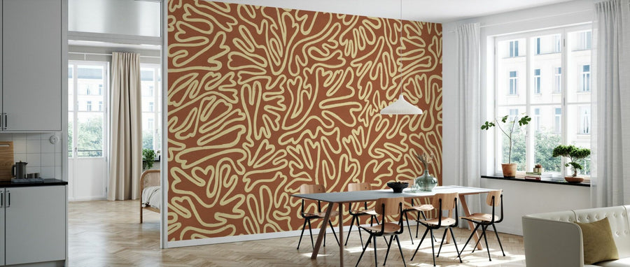 PHOTOWALL / Abstract Doodle Lines - Brown (e94639)
