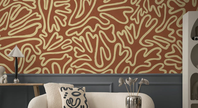 PHOTOWALL / Abstract Doodle Lines - Brown (e94639)