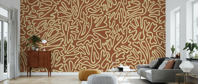PHOTOWALL / Abstract Doodle Lines - Brown (e94639)