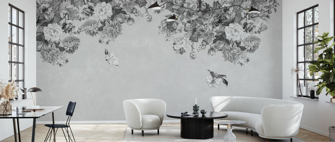 PHOTOWALL / Vintage Flower Wall - BW (e94648)