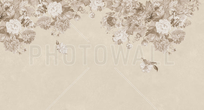 PHOTOWALL / Vintage Flower Wall - All Beige (e94649)
