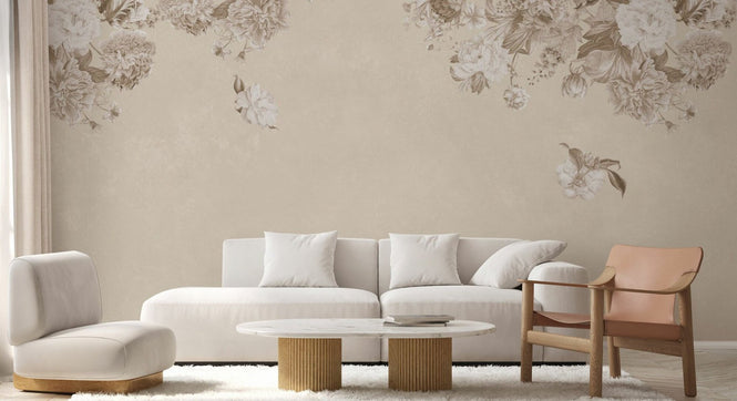 PHOTOWALL / Vintage Flower Wall - All Beige (e94649)