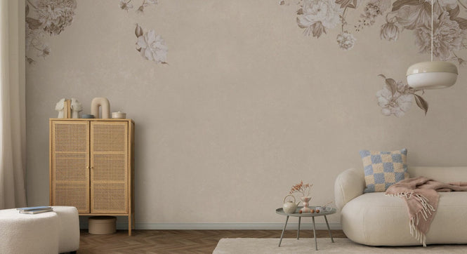 PHOTOWALL / Vintage Flower Wall - All Beige (e94649)