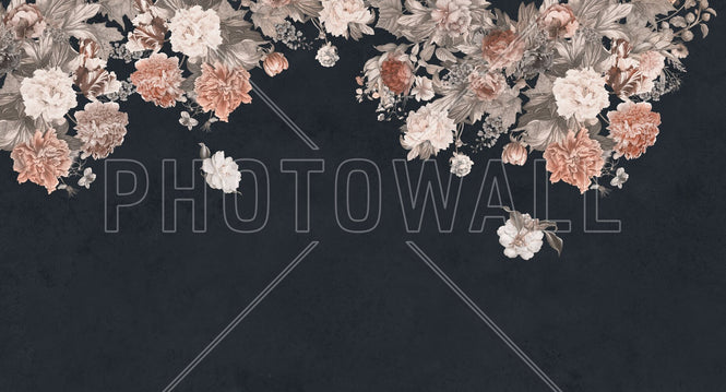 PHOTOWALL / Vintage Flower Wall - Dark Blue (e94652)