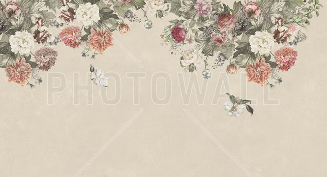 PHOTOWALL / Vintage Flower Wall - Beige (e94657)