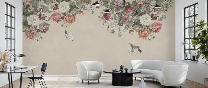 PHOTOWALL / Vintage Flower Wall - Beige (e94657)