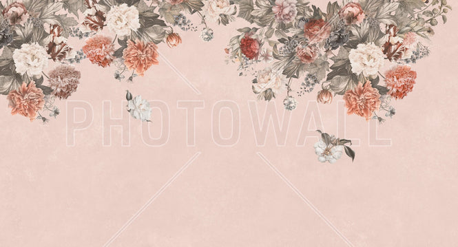 PHOTOWALL / Vintage Flower Wall - Pink (e94658)