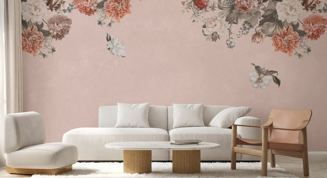 PHOTOWALL / Vintage Flower Wall - Pink (e94658)