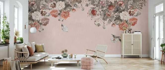 PHOTOWALL / Vintage Flower Wall - Pink (e94658)