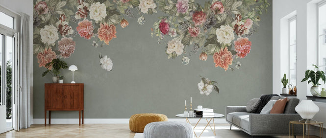 PHOTOWALL / Vintage Flower Wall - Green (e94661)