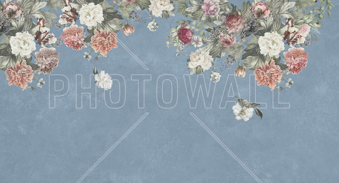PHOTOWALL / Vintage Flower Wall - Blue (e94663)
