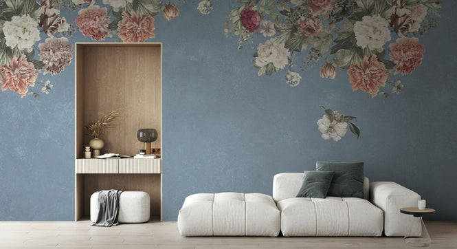 PHOTOWALL / Vintage Flower Wall - Blue (e94663)