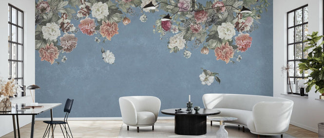 PHOTOWALL / Vintage Flower Wall - Blue (e94663)