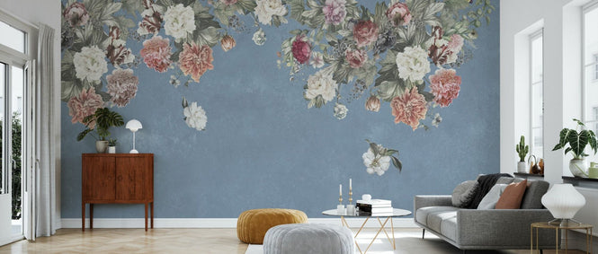PHOTOWALL / Vintage Flower Wall - Blue (e94663)