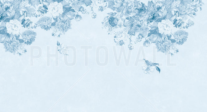 PHOTOWALL / Vintage Flower Wall - All Blue (e94664)