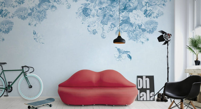 PHOTOWALL / Vintage Flower Wall - All Blue (e94664)