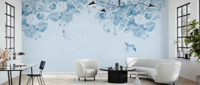 PHOTOWALL / Vintage Flower Wall - All Blue (e94664)