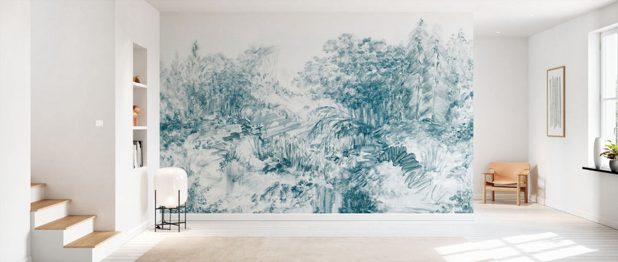 PHOTOWALL / Woodland Sketch - Blue (e94665)