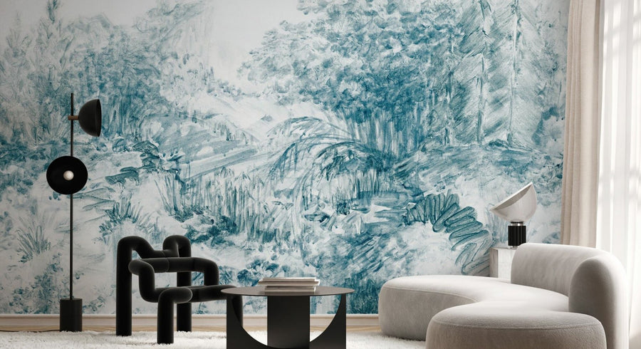 PHOTOWALL / Woodland Sketch - Blue (e94665)