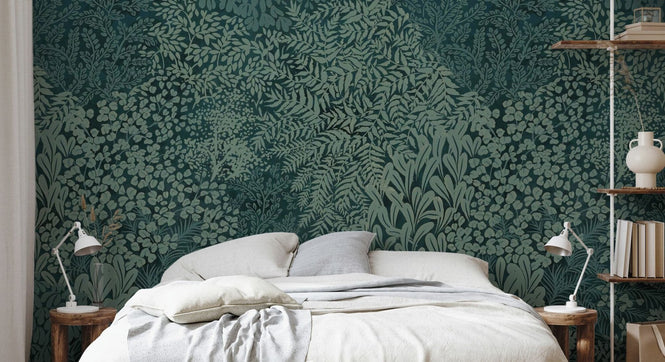 PHOTOWALL / Floral Flowers Pattern - Green (e94667)