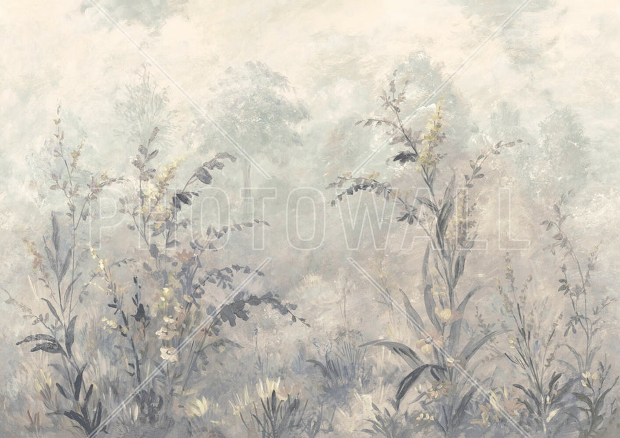 PHOTOWALL / Forest Lush Plants - Grey (e94668)