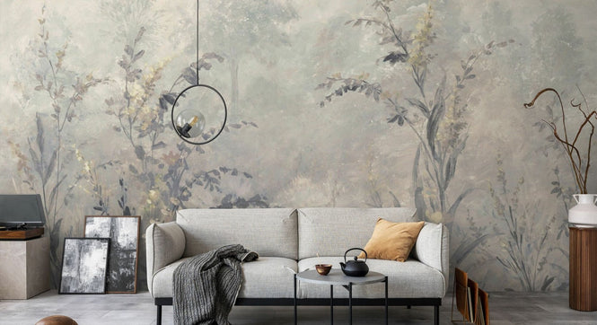 PHOTOWALL / Forest Lush Plants - Grey (e94668)