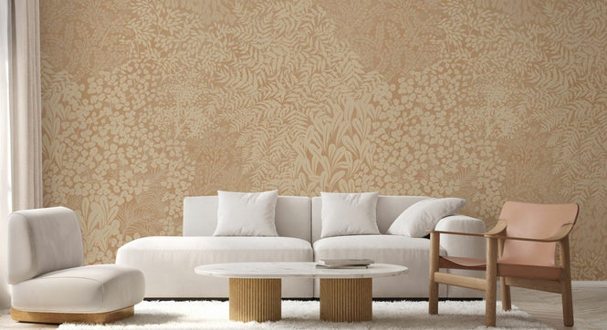 PHOTOWALL / Floral Flowers Pattern - Beige (e94674)