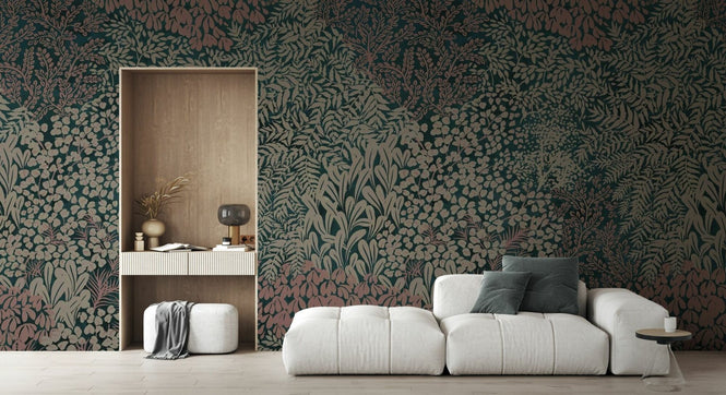 PHOTOWALL / Floral Flowers Pattern - Two Tone (e94676)
