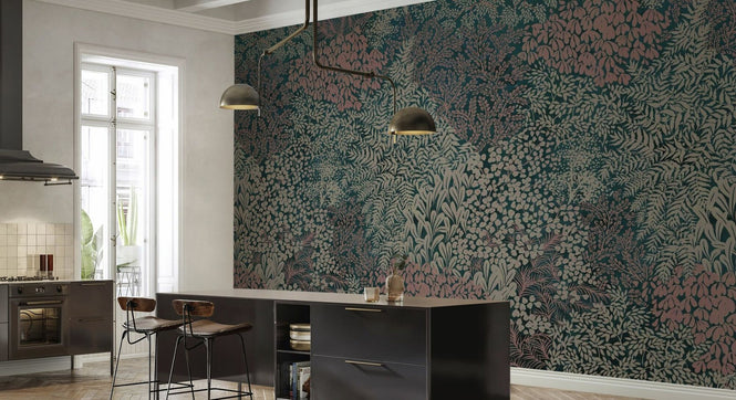 PHOTOWALL / Floral Flowers Pattern - Two Tone (e94676)