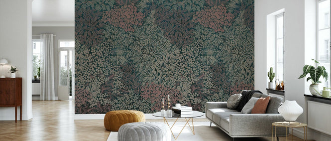 PHOTOWALL / Floral Flowers Pattern - Two Tone (e94676)