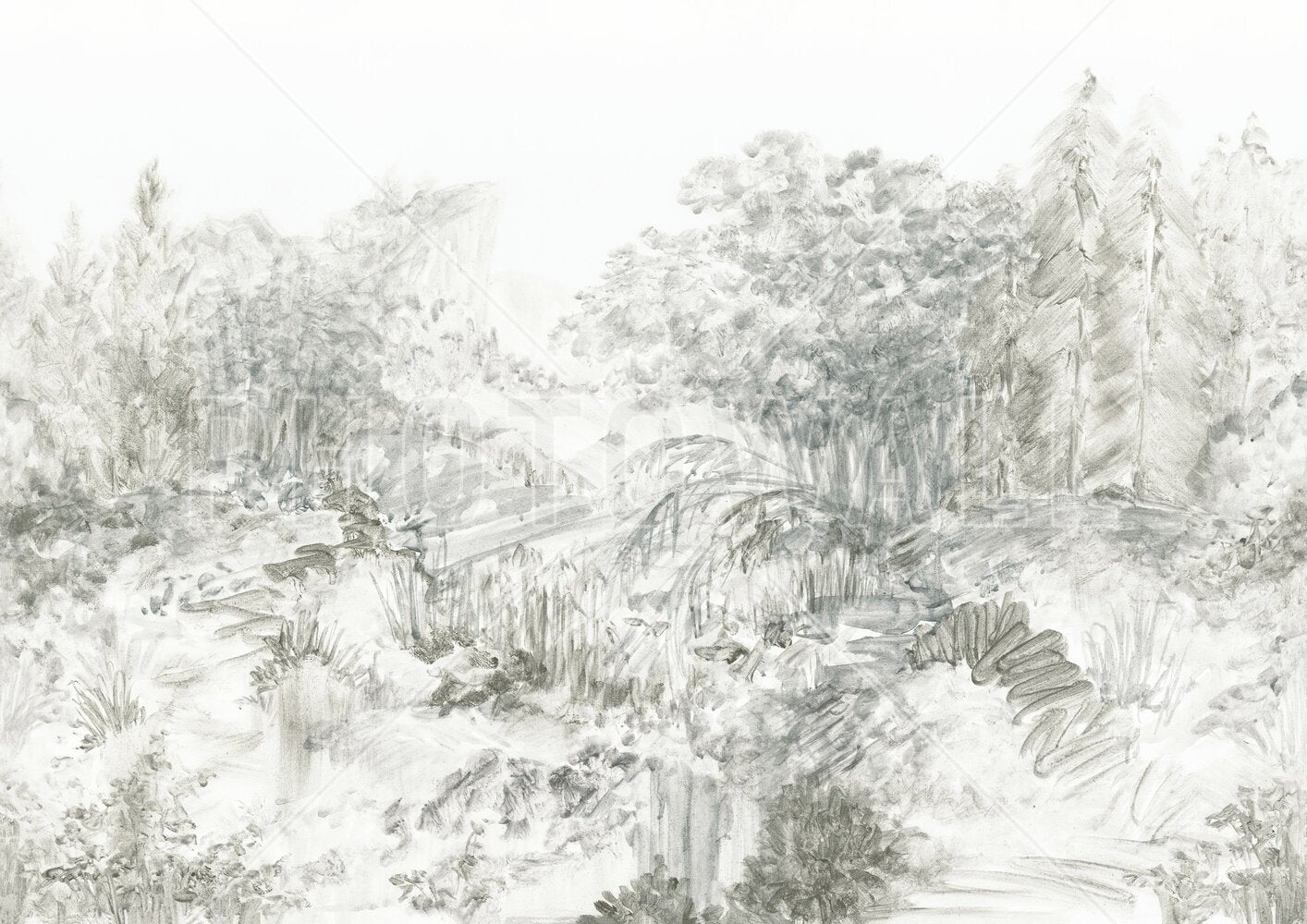 PHOTOWALL / Woodland Sketch - BW (e94679) | 輸入壁紙専門店 WALPA