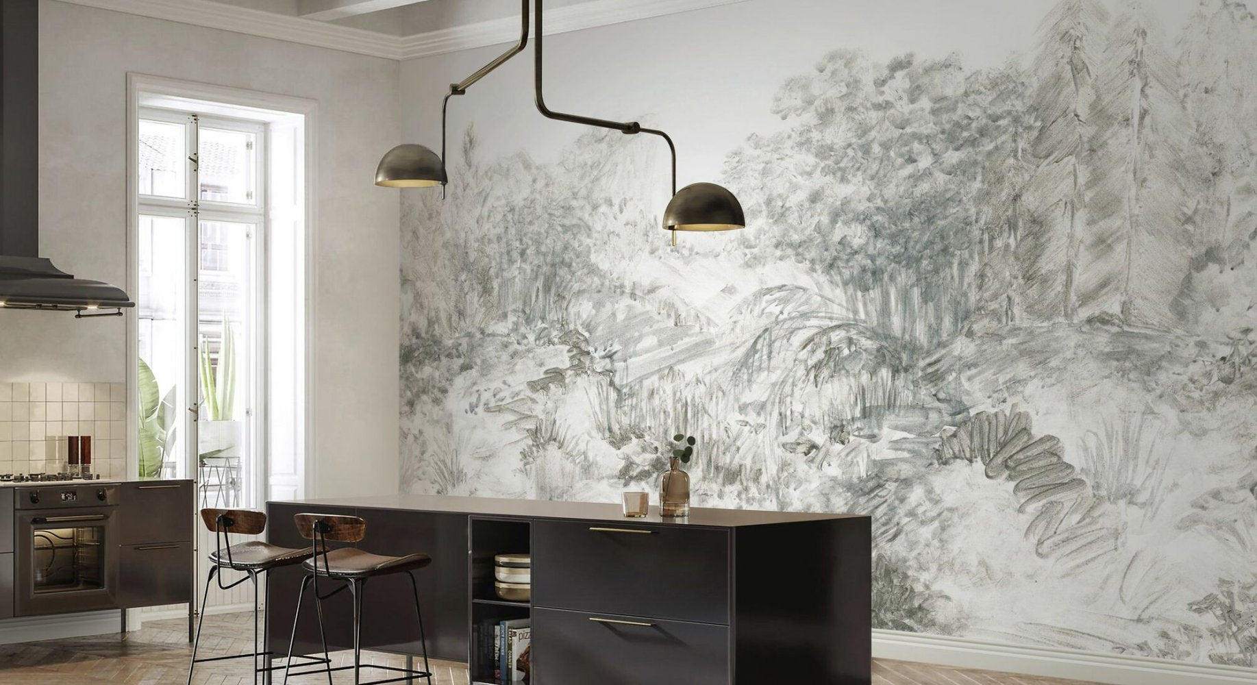 PHOTOWALL / Woodland Sketch - BW (e94679) | 輸入壁紙専門店 WALPA