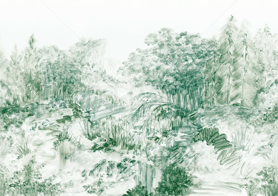 PHOTOWALL / Woodland Sketch - Green (e94684)