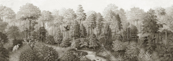 PHOTOWALL / Wildlife in Serene Forest - Sepia (e94686)