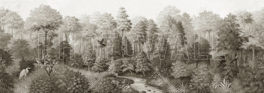 PHOTOWALL / Wildlife in Serene Forest - Sepia (e94686)