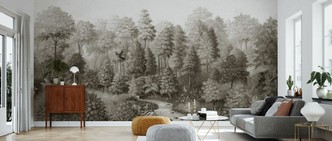 PHOTOWALL / Wildlife in Serene Forest - Sepia (e94686)