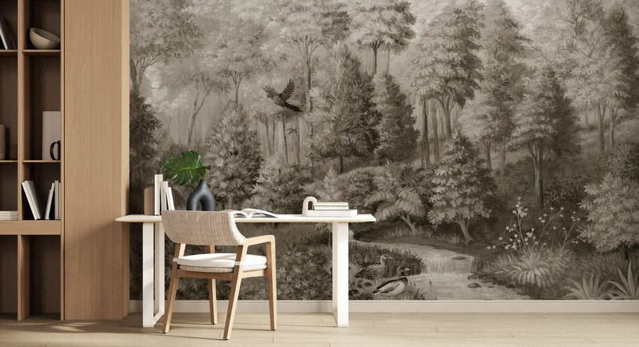 PHOTOWALL / Wildlife in Serene Forest - Sepia (e94686)