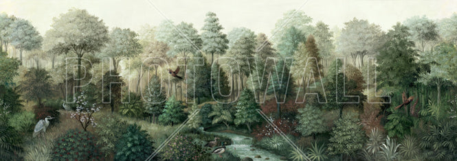 PHOTOWALL / Wildlife in Serene Forest - Green (e94688)