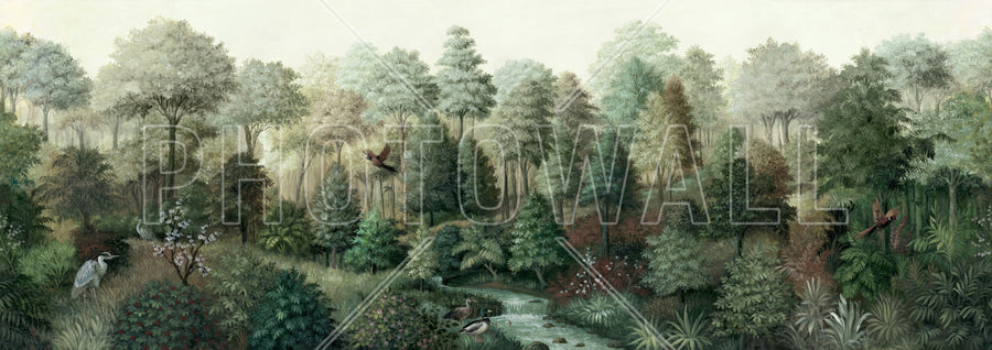 PHOTOWALL / Wildlife in Serene Forest - Green (e94688)