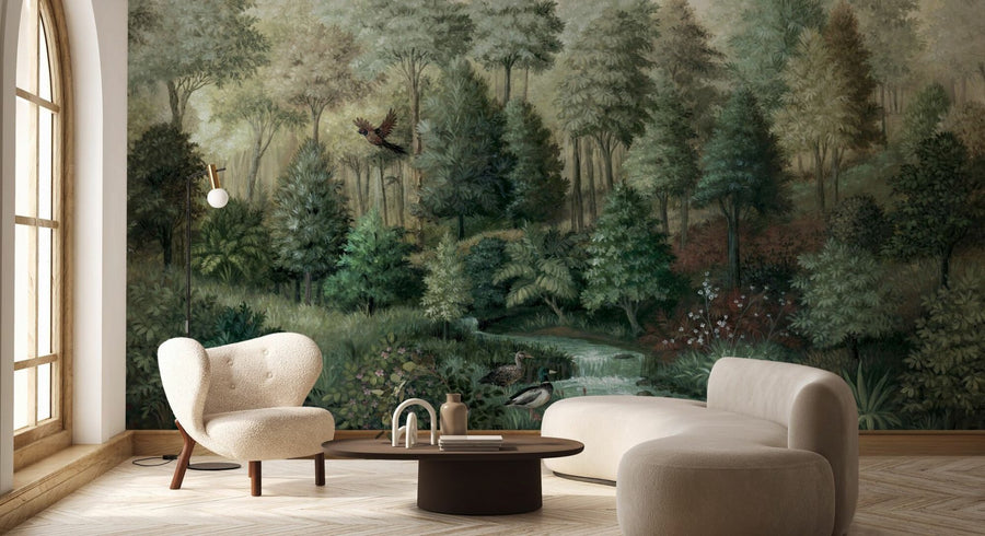 PHOTOWALL / Wildlife in Serene Forest - Green (e94688)