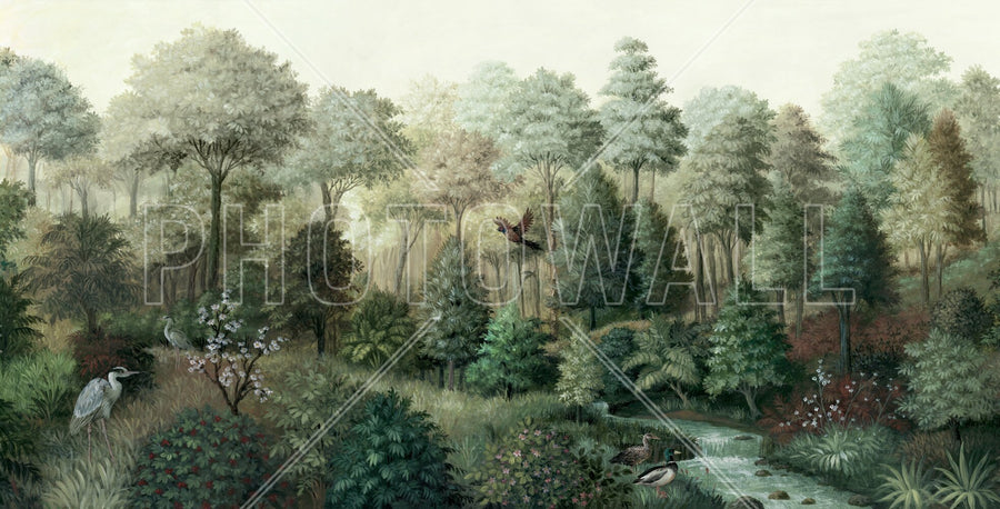 PHOTOWALL / Wildlife in Serene Forest - Green II (e94689)