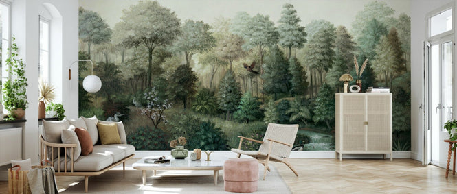 PHOTOWALL / Wildlife in Serene Forest - Green II (e94689)