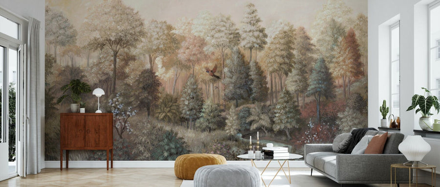 PHOTOWALL / Wildlife in Serene Forest - Beige II (e94693)