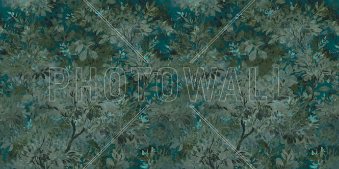 PHOTOWALL / Aesthetic Leaves Mural - Blue Green (e94695)