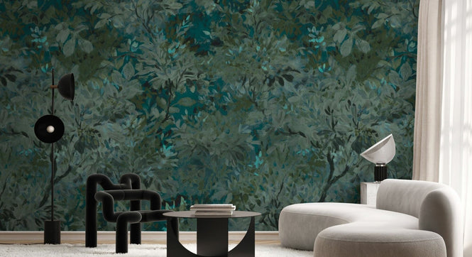 PHOTOWALL / Aesthetic Leaves Mural - Blue Green (e94695)